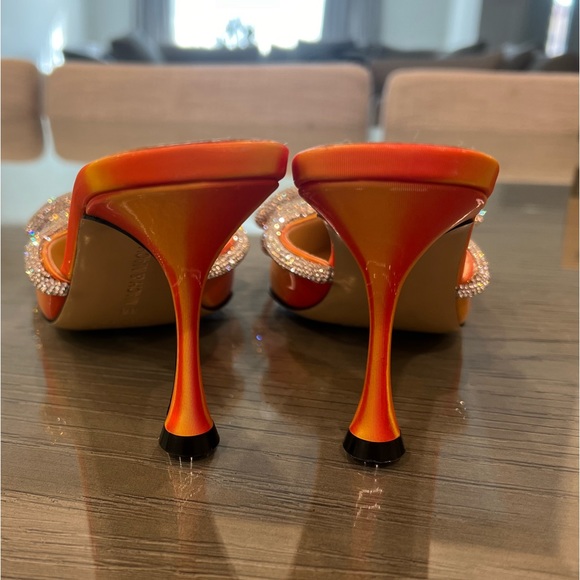 MACH & MACH Double Bow Crystal-Embellished Mules in Orange - Picture 4 of 8